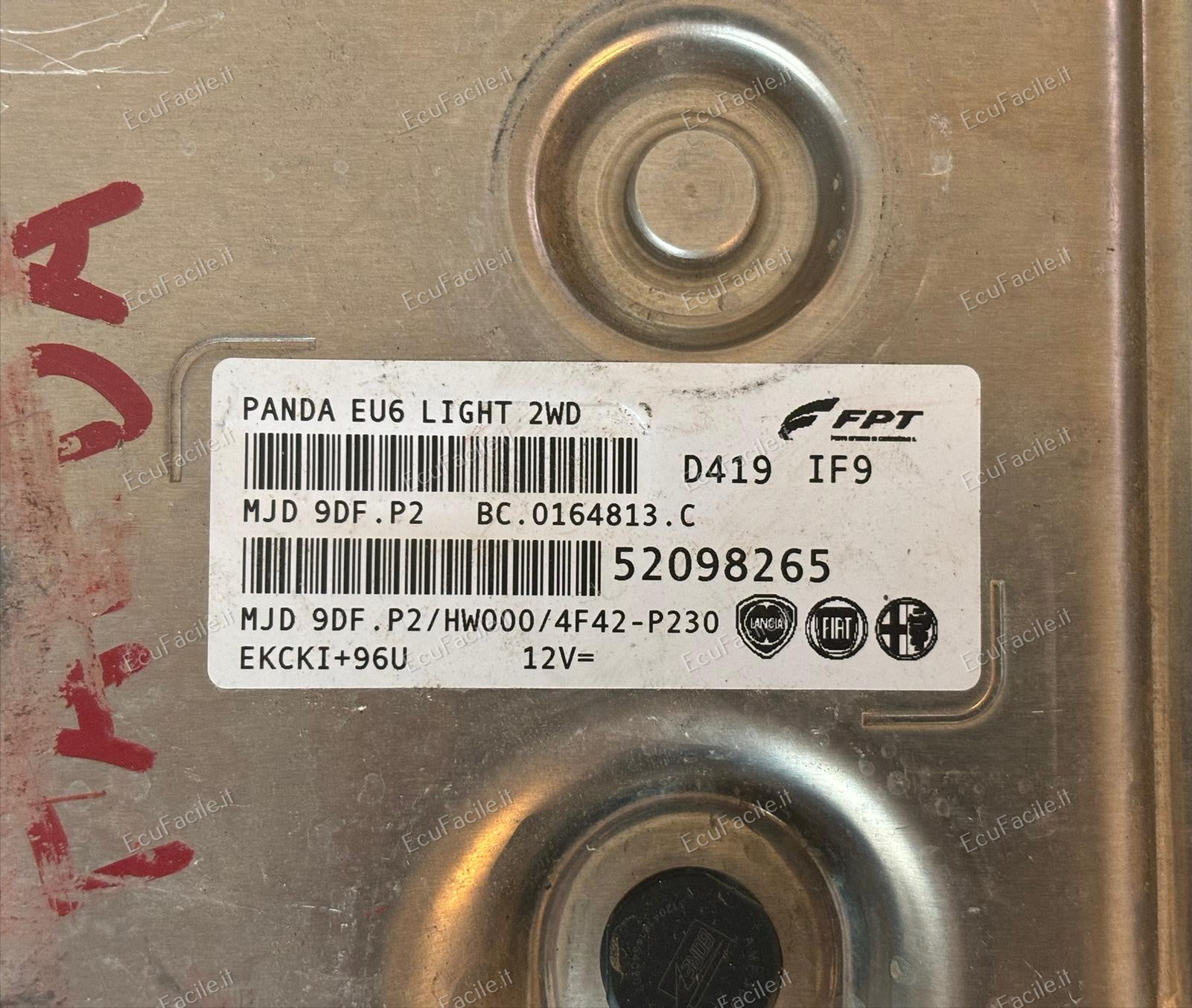 ECU FIAT PANDA 500X MARELLI FPT 52098265 eu6 MJD 9DF.P2 HW000