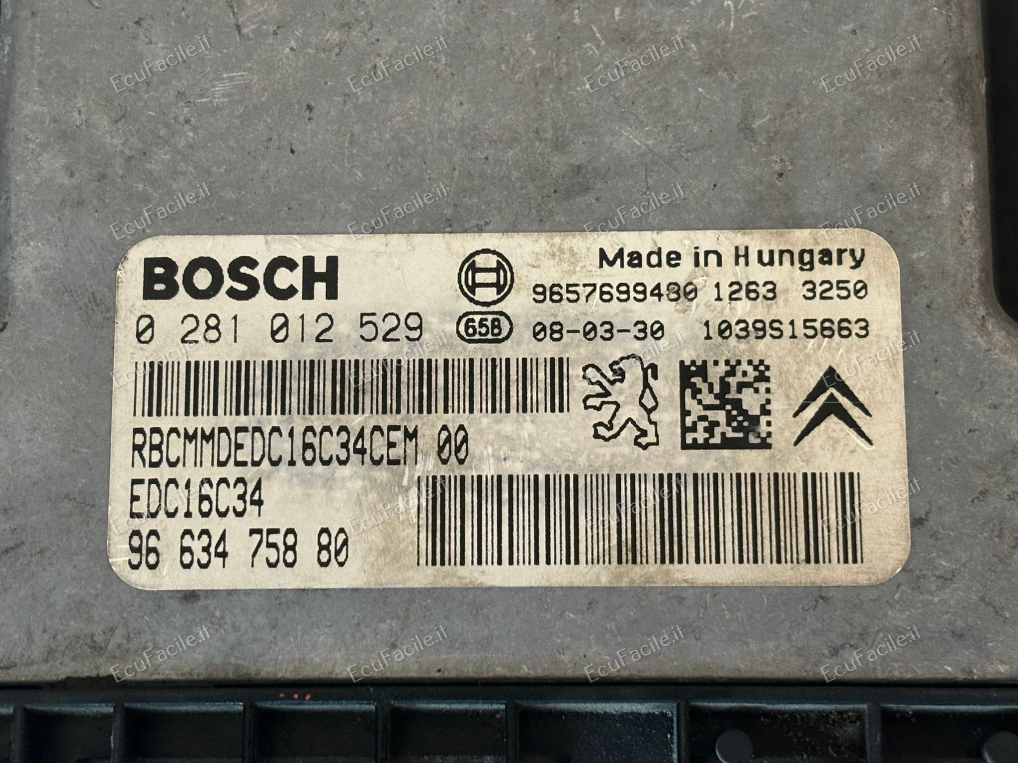 Ecu citroen C3 1 4 hdi 9663475880 0281012529 Bosch EDC 16C34-4.61