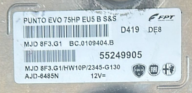 Centralina 55249905 Fiat Grande Punto Evo 1.3 multijet 75 HP 8F3.G1 HW10P