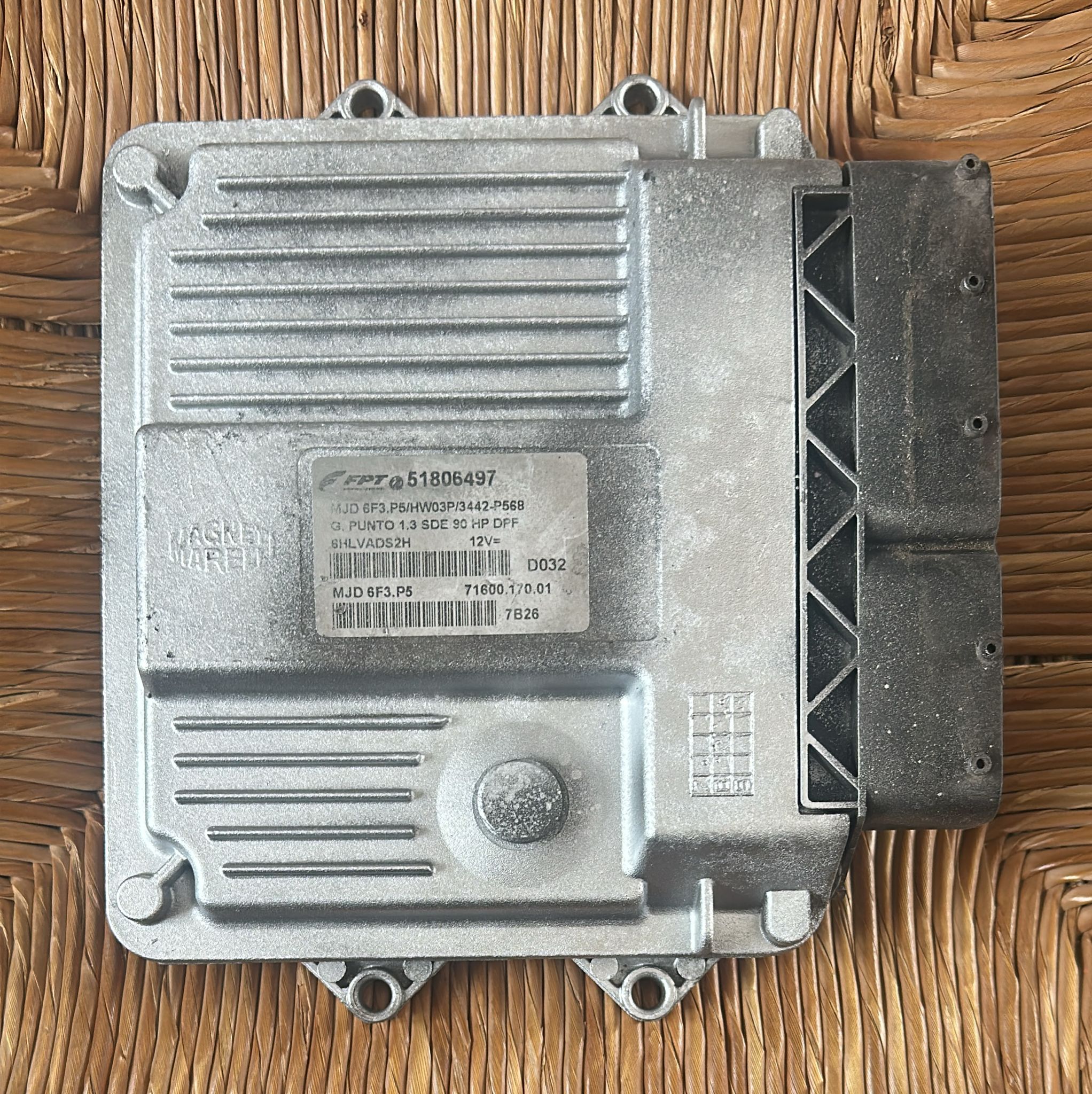 51806497 MJD 6F3.P5 HW03P 71600.170.01 CENTRALINA MOTORE ECU MAGNETI MARELLI FPT PER FIAT GRANDE PUNTO 199 MODELLO DAL 2005 AL 2010 1.3