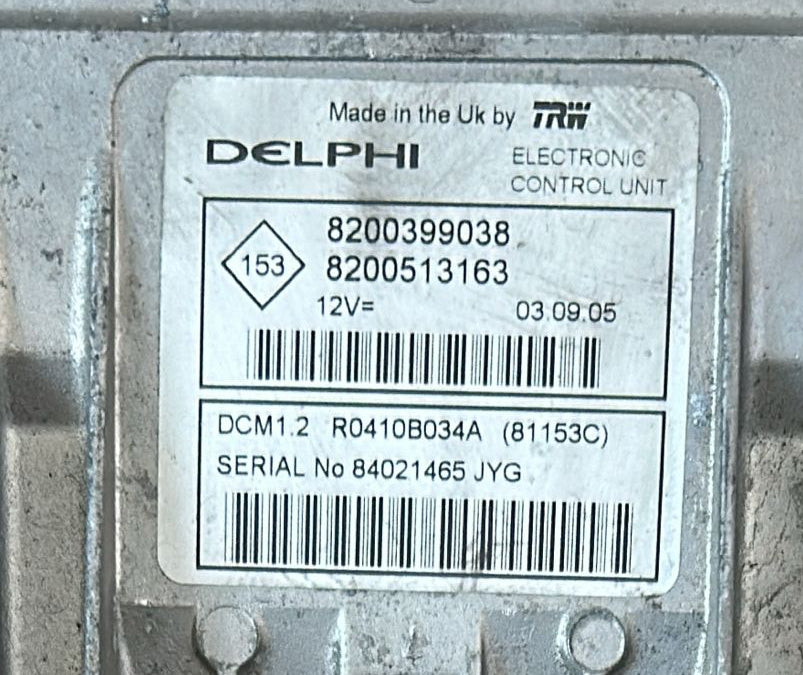 8200513163 CENTRALINA DCM1.2 RENAULT CLIO III 1.5 DCI 8V 85CV 5 PR0410B034A DELPHI 8200399038