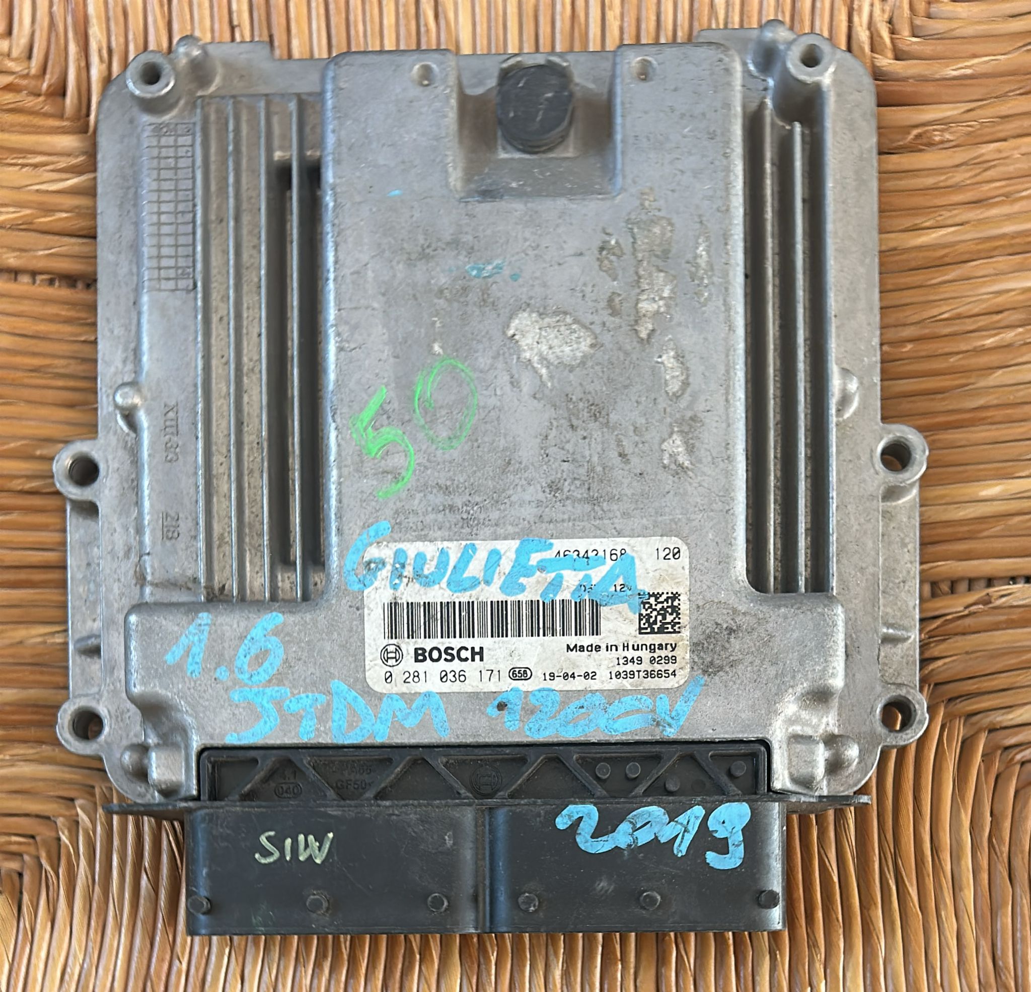 0281036171 EDC17C69 46343168 ECU BOSCH ALFA ROMEO GIULIETTA SUPER 940 2015-2018 MOTORE 1.6 JTDM 88 KW 120 CV