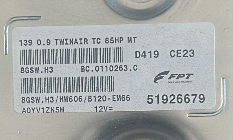 FIAT Panda TwinAir TC 0.9 ECU 51926679 8GSW8 H3 HW606