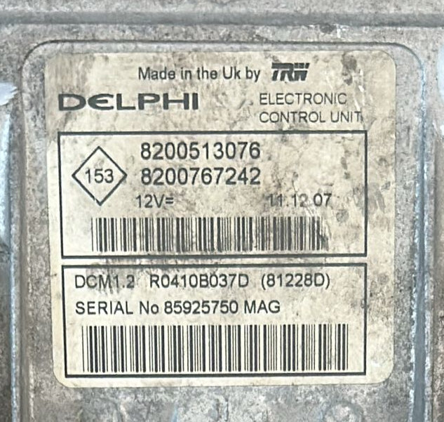 Centralina Motore DELPHI RENAULT KANGOO 1.5 dCi 50kw K9KV7 DCM1.2 DCM12 RO410B037C 8200767242