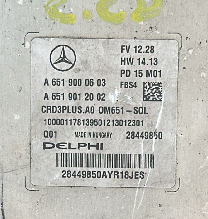. A6519000603 A6519012002 28449850 CRD3PLUS.A0 CENTRALINA ECU DELPHI MERCEDES-BENZ CLASSE C DAL 2014 AL 2018 MOTORE C 250
