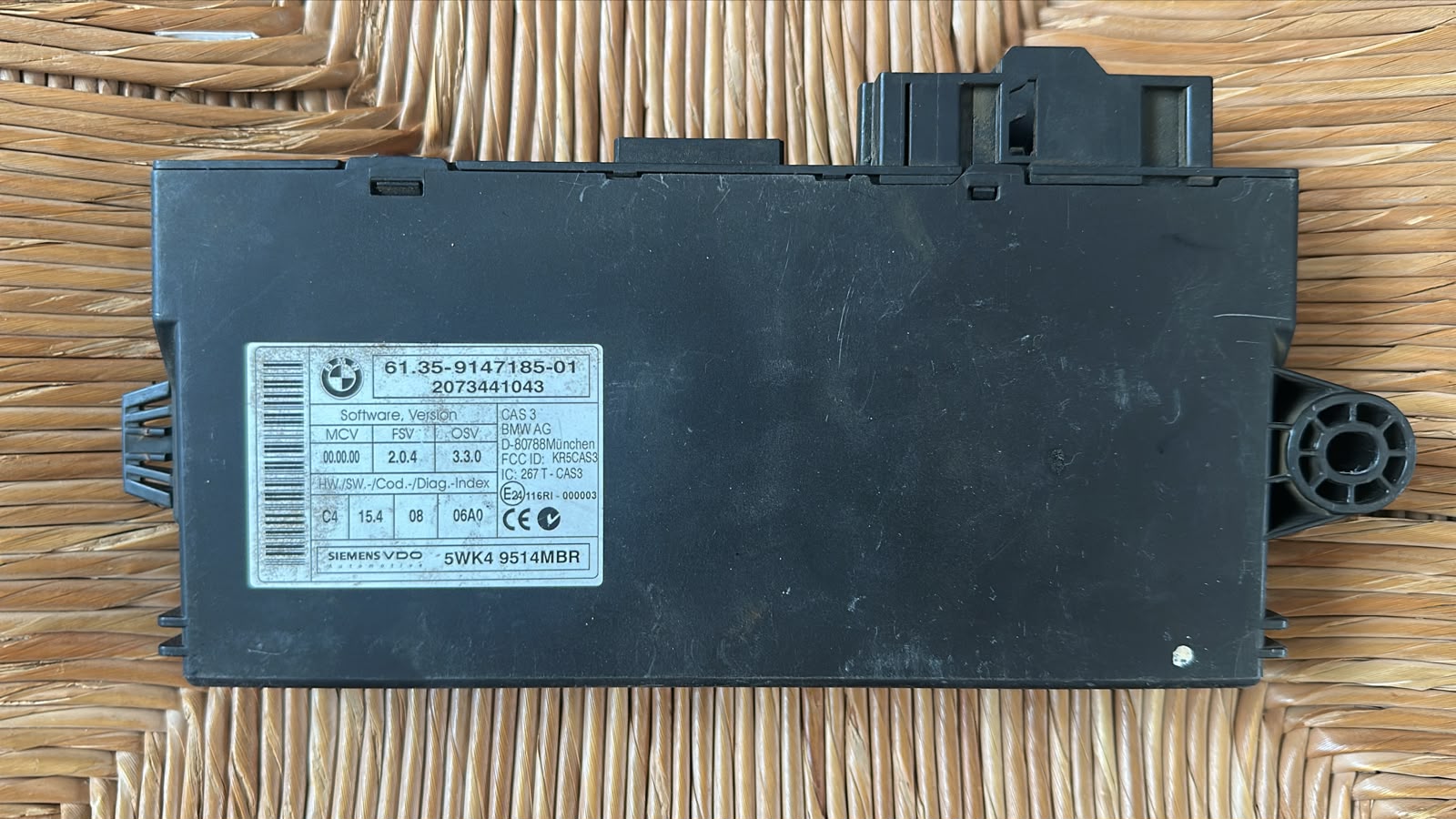 2007-2013 BMW Keyless Comfort CAS3 61.35 9147185 01 BCU ECM 5WK49514MBR