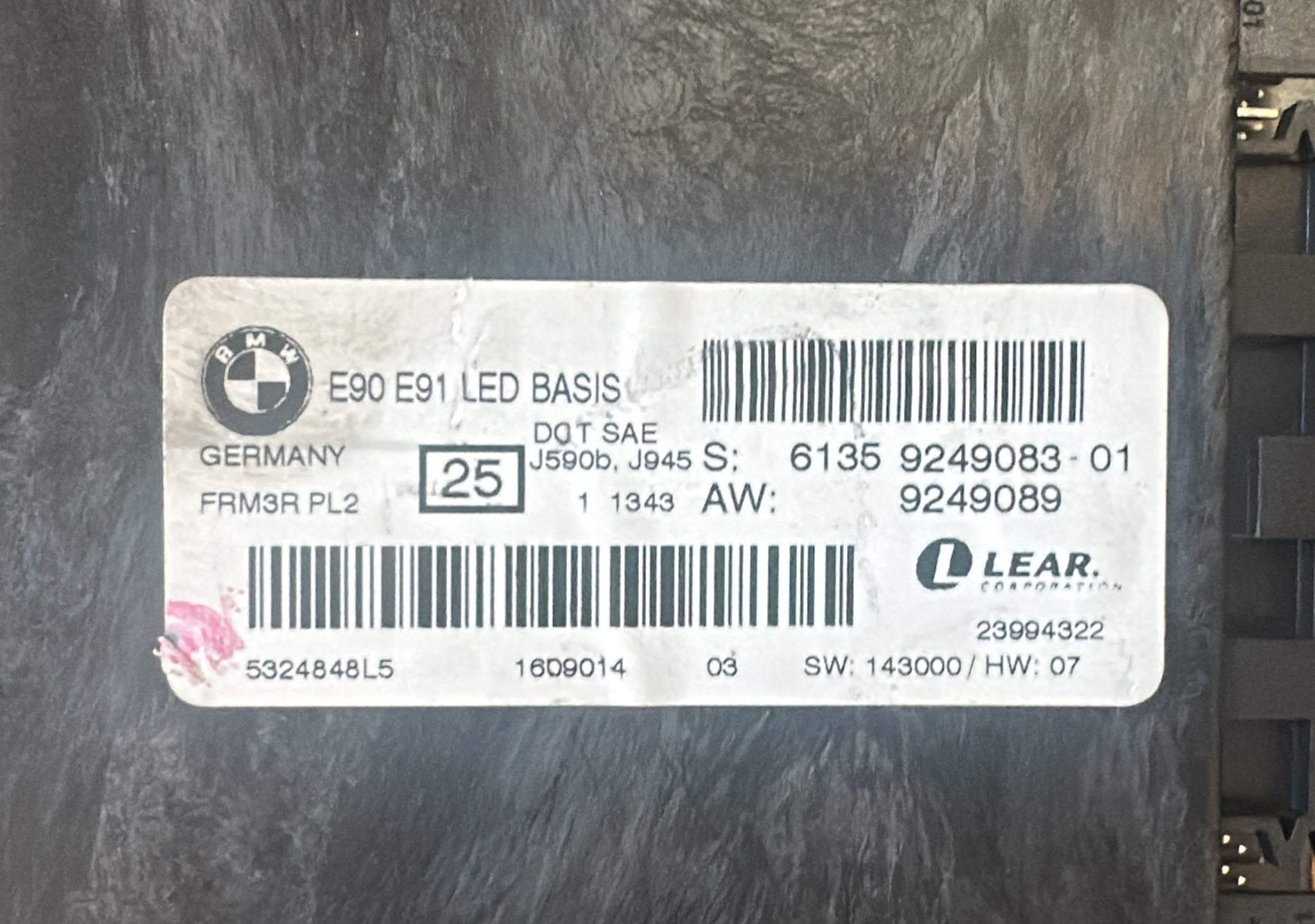 Bmw 9249083 61359249083 Electric Control Unit Ecu 61359249083-01 lear e91 92490898