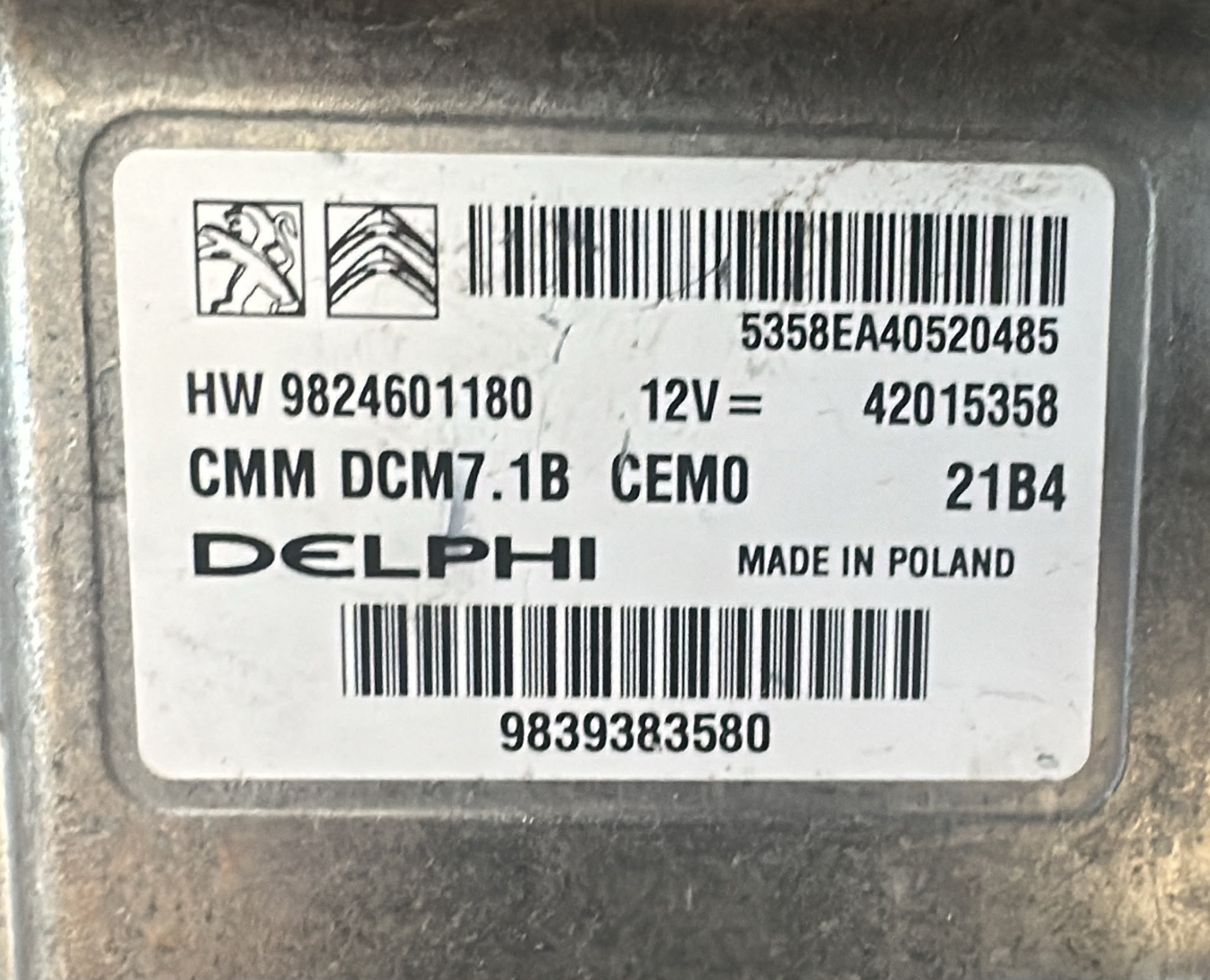 ecu Plug & Play Delphi Engine ECU Peugeot Boxer Citroen 42015358 9839383580 HW9824601180 HW 9824601180 DCM7.1B
