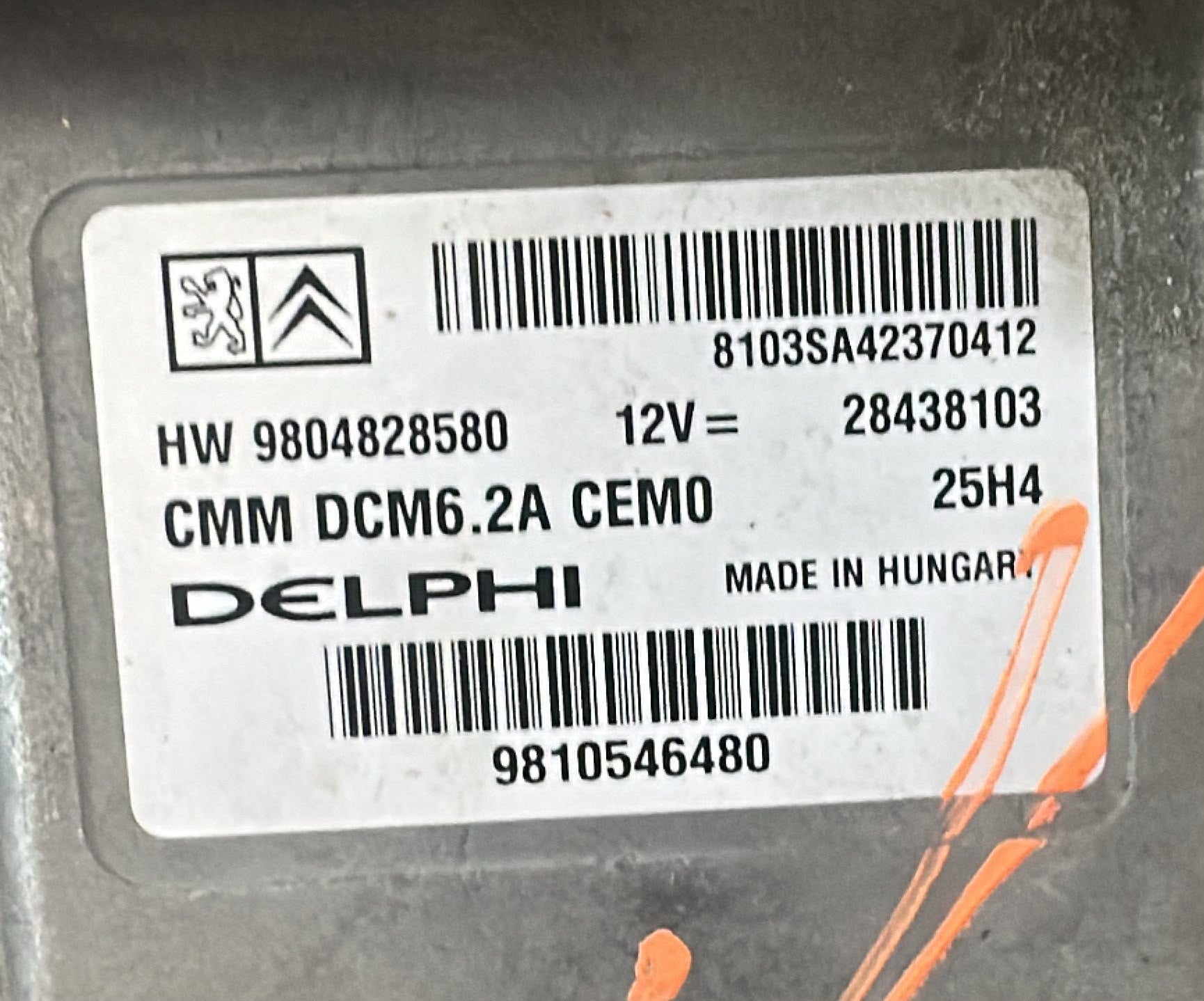 ECU PEUGEOT CITROEN HW9804828580 9810546480 28438103 DCM6.2A AUTO PROS 13