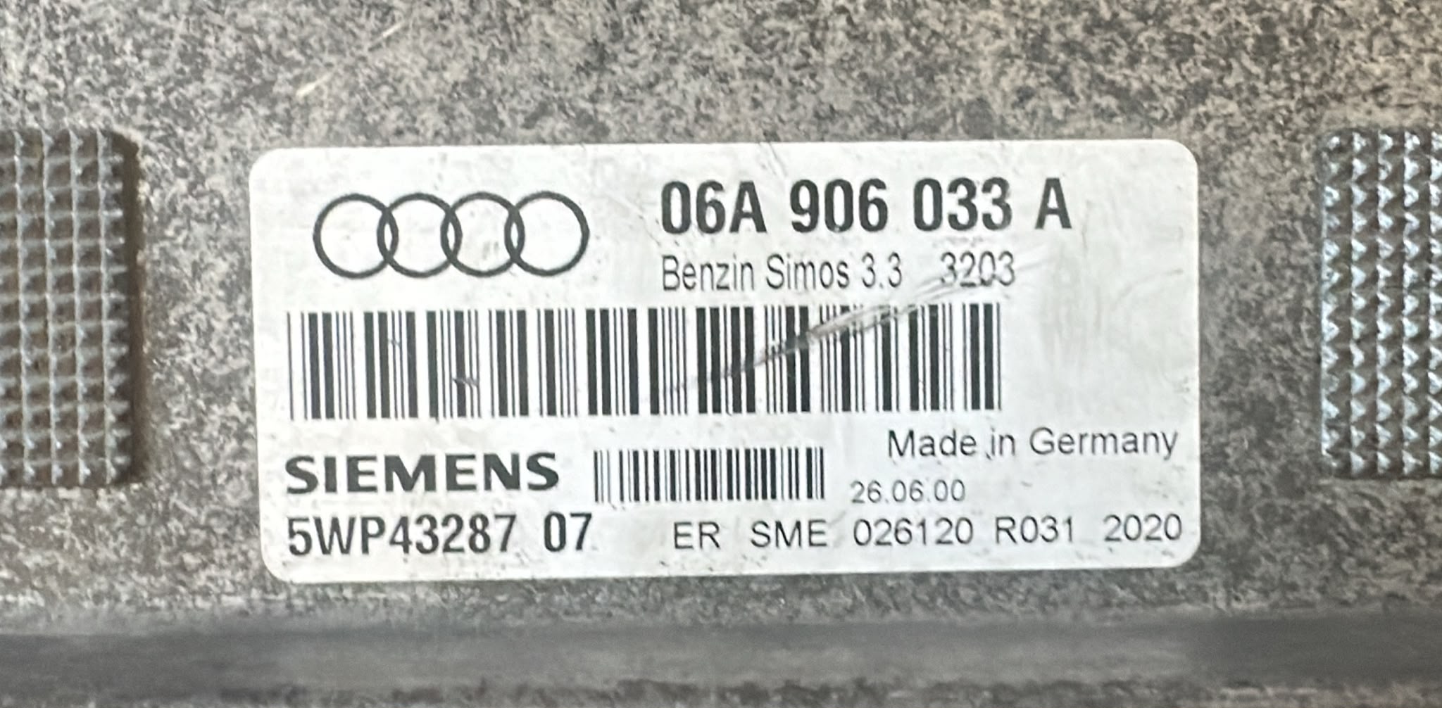 ecu centralina 06A906033A 5WP43287 07 Audi Siemens SIMOS 3.3 3203