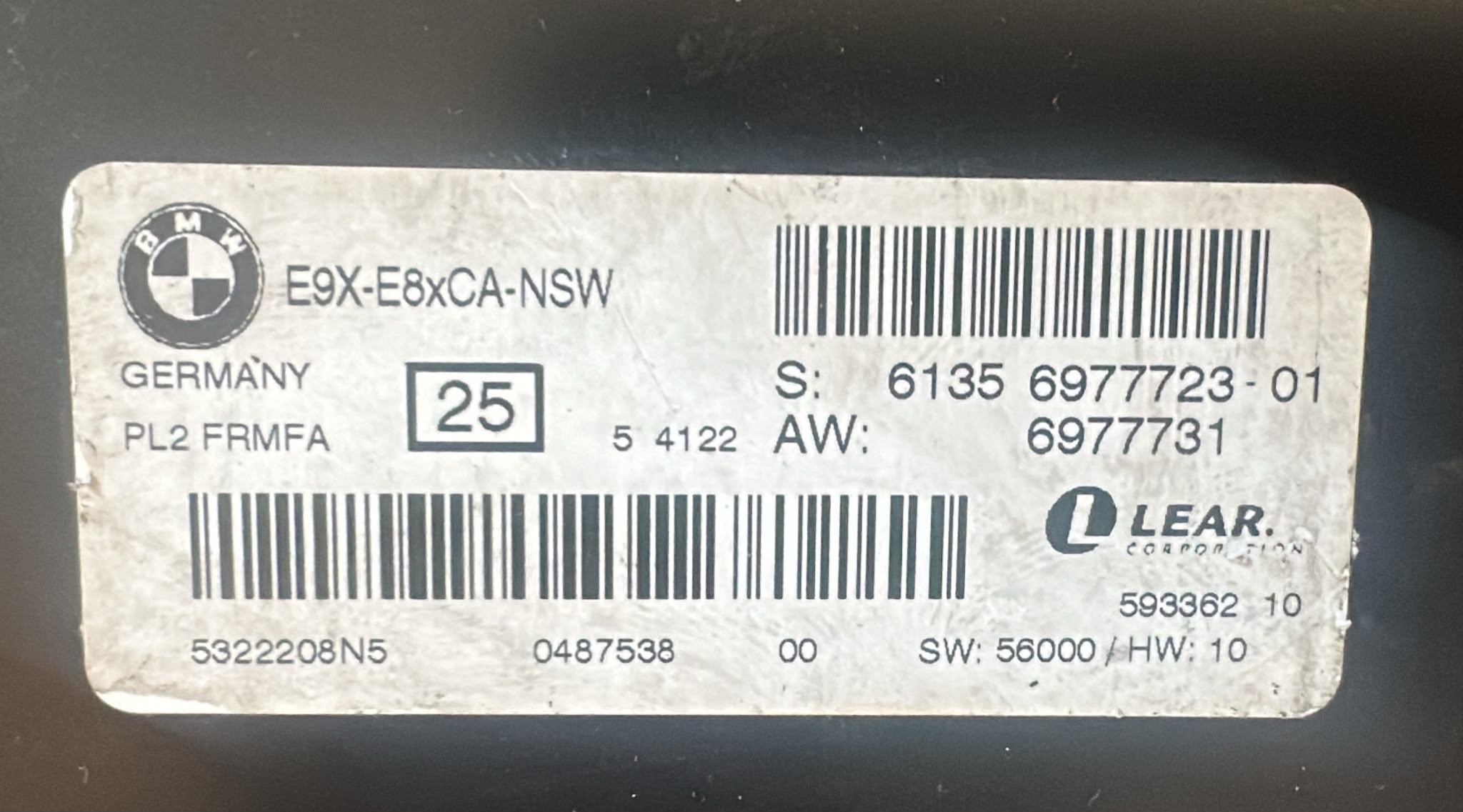 6135 6977723-01 6135697772301 E9x E8x CA NSW E9xE8xCANSW LEAR BMW 6977731