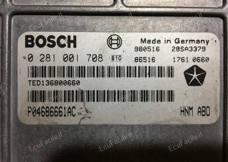 Centralina ECU Motore Chrysler Voyager 2.5 TDI | BOSCH | 0281001708 | P04686661AC | TED244701332