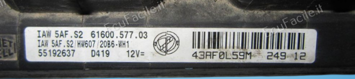 ECU CENTRALINA FIAT PANDA 1.2 IAW 5AF.S2 HW607 20B6-WH1 55192637