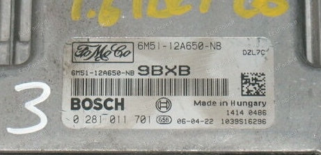 ECU FORD 1.6 TDCI BOSCH 0281011701 6M51-12A650-YE 7AME 9bxb