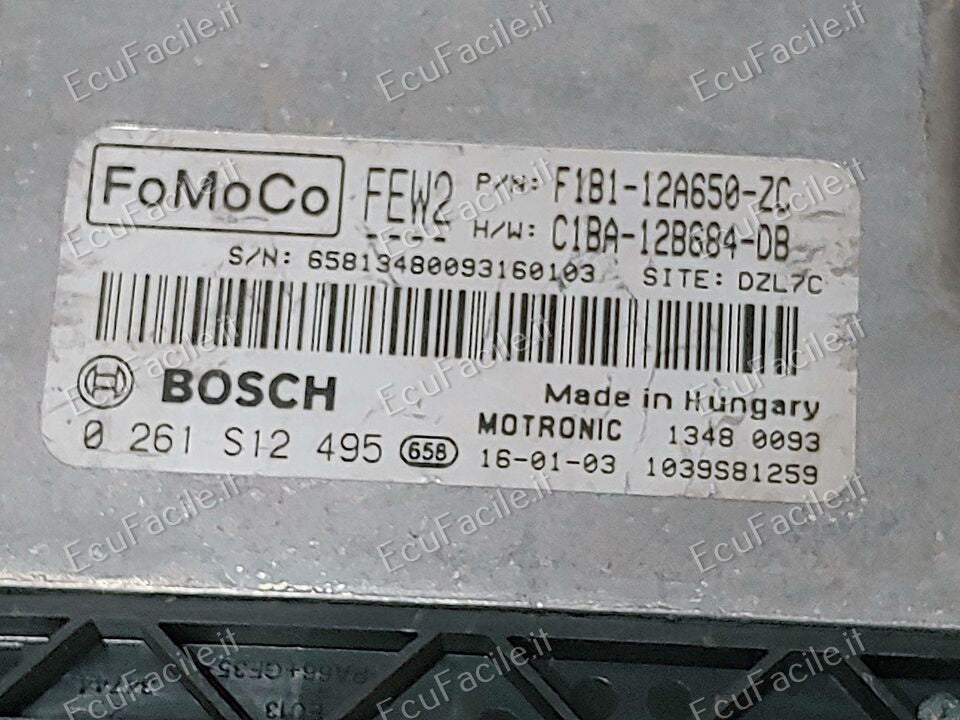 Centralina ECU Motore Ford Fiesta 1.6 2015 | BOSCH 0261S12495 | F1B1-12A650-ZC | HW C1BA-12B684-DB