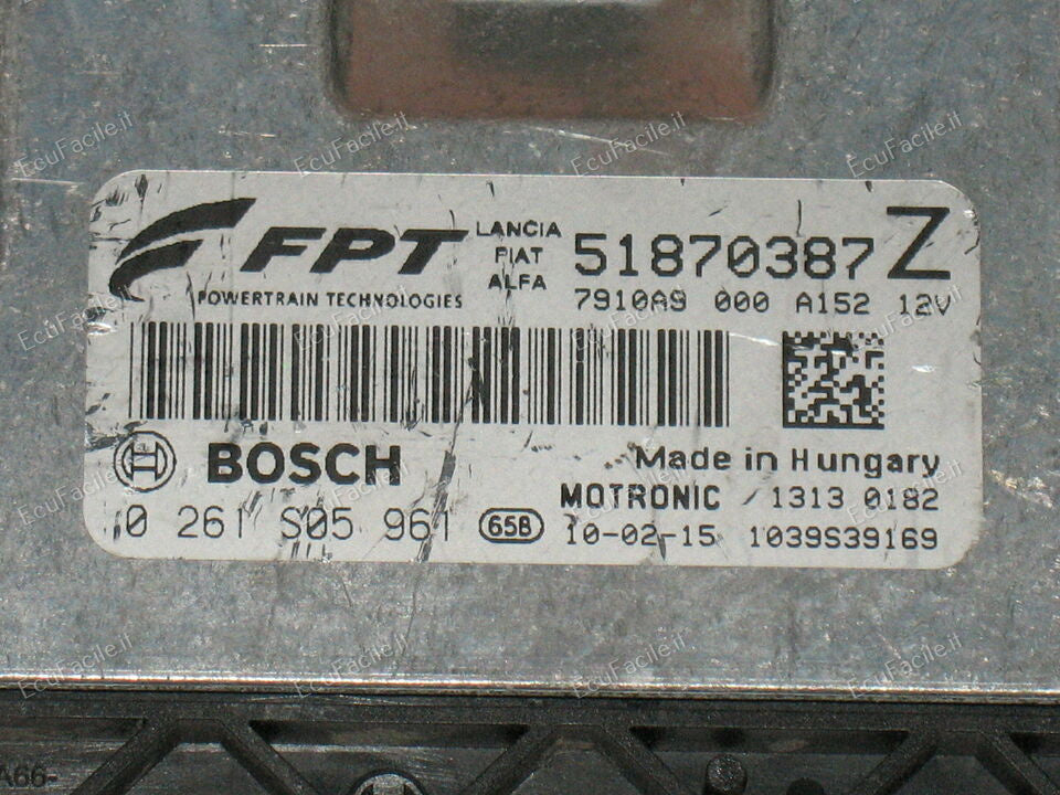 ME7 9.10 ECU 0261S05961 Fiat Bravo 1.4 16v 198 Mk2 aspirato 2007-2014 51870387
