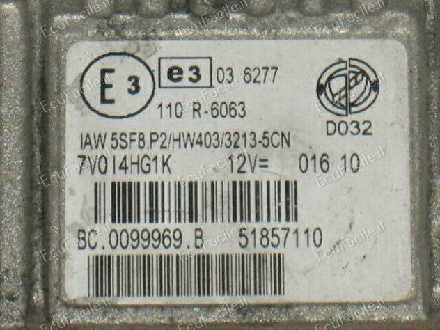 ECU CENTRALINA FIAT LANCIA metano 1.4 IAW 5SF8.P2 HW403 51857110