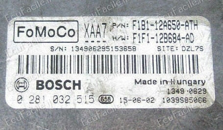 Centralina ECU Motore Ford Fiesta Mk8 / Focus 1.5 TDCI 2013-2017 | BOSCH EDC17C70-3.10 | 0281032515 | F1B1-12A650-ATH