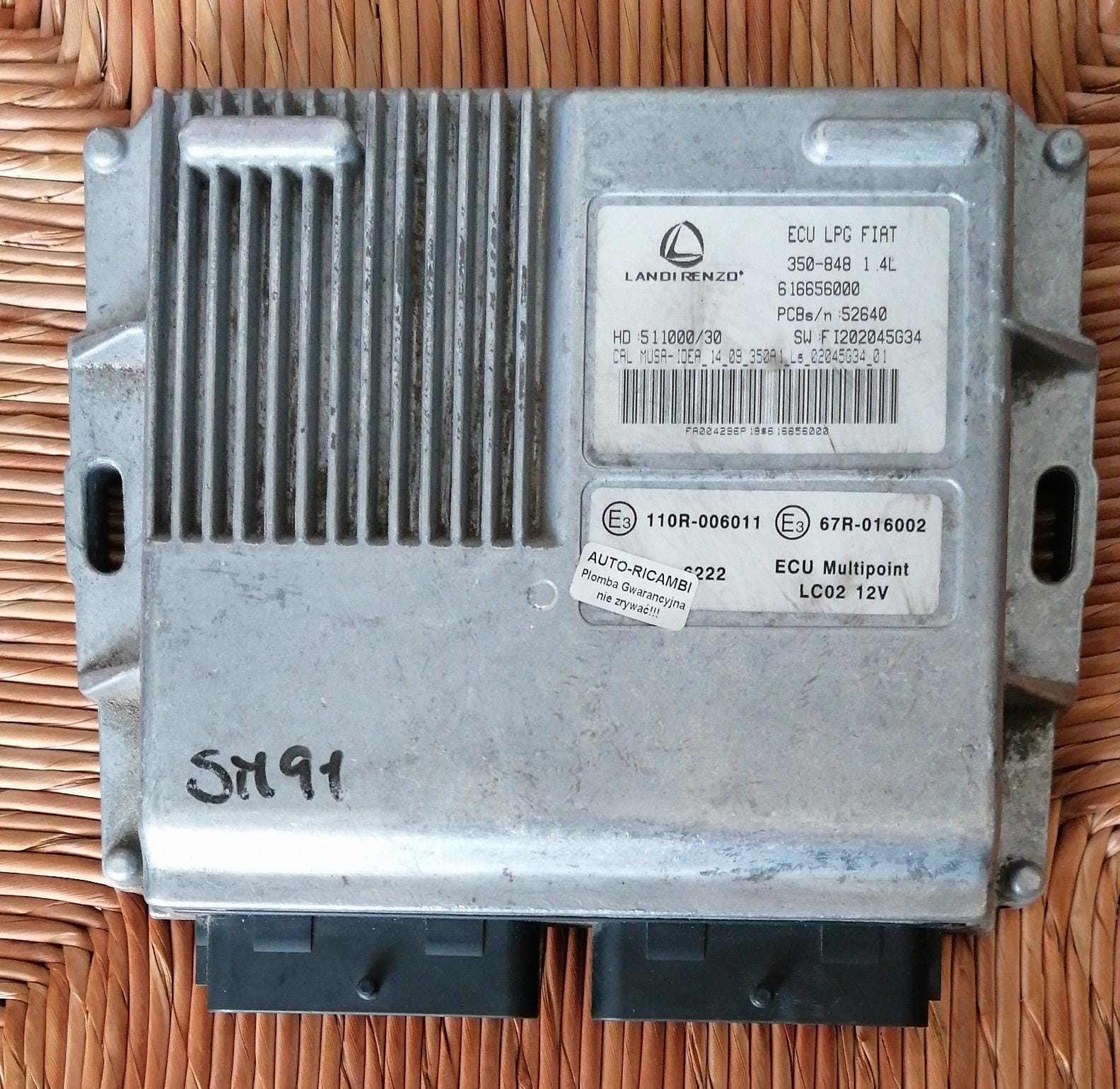 ECU GPL LPG LANCIA MUSA 1.4 616656000 HD:51100034 SW:FI202045G34