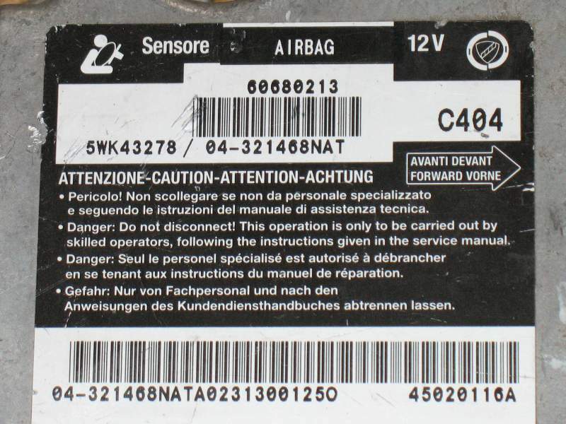 AIRBAG Alfa Romeo 156 60680213 Siemens 5WK43278