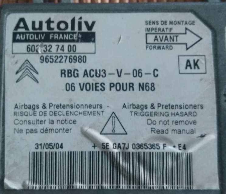 Citroen xsara picasso ecu airbag 602327400 9652276980