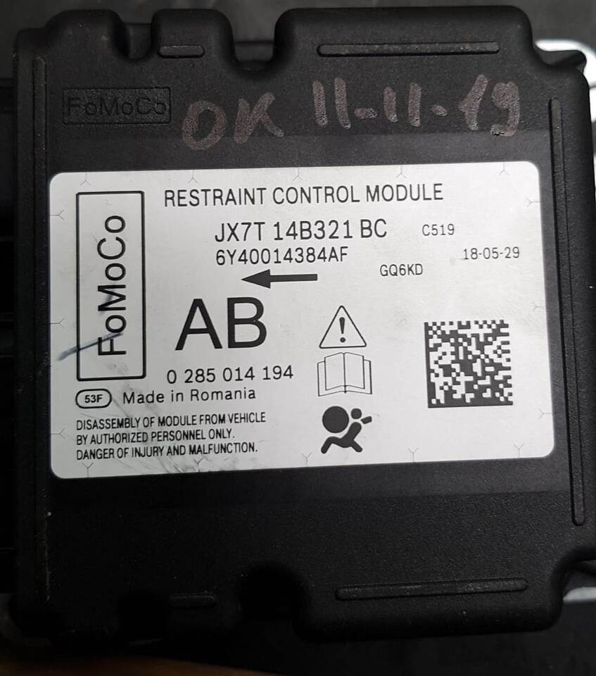 FORD Focus MK4 2018 AirBAG Modulo JX7T 14B321 BC JX7T14B321BC
