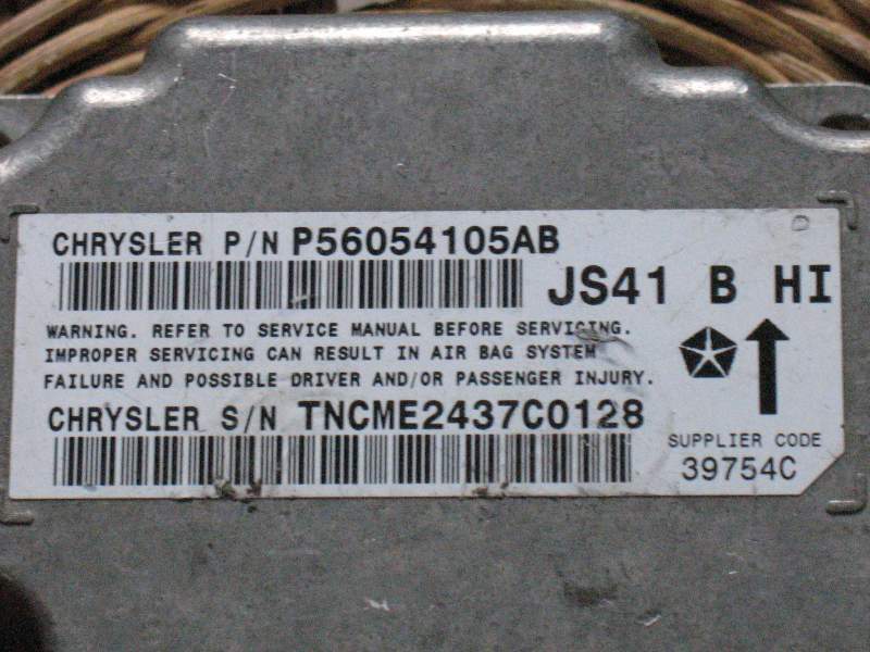 Chrysler sebring 2007-2010 airbag ecu p56054105ab js41
