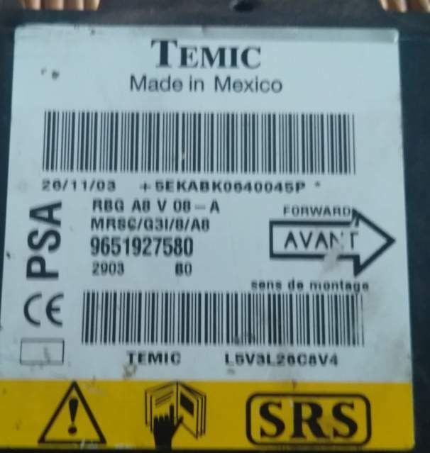 Centralina airbag citroen c3 temic 9651927580 l5v3l26c8v4