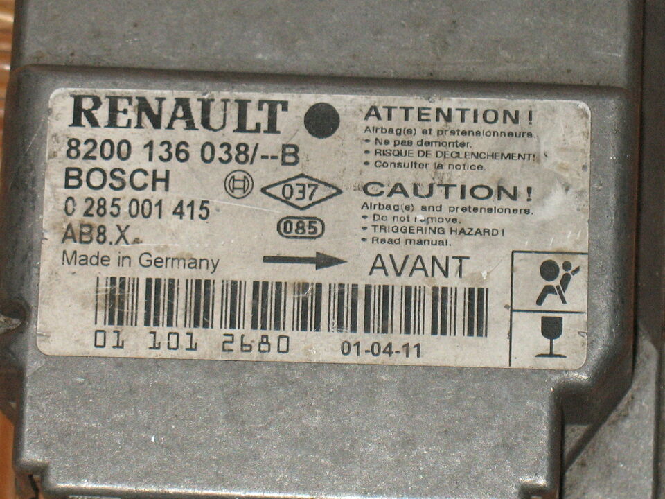 Centralina airbag Renault Clio 2003 BOSCH 0285001415 8200136038