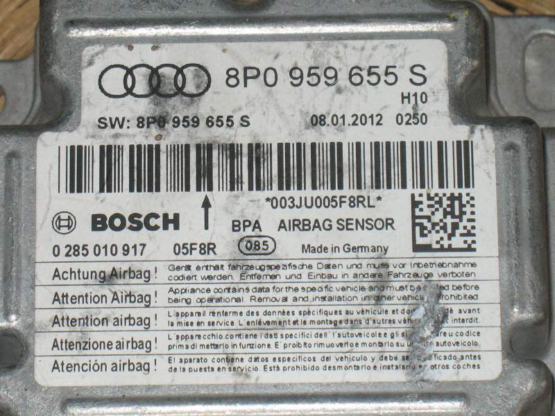 Airbag ECU Module Audi A3 8P0959655S Bosch 0285010917