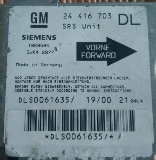 Centralina airbag OPEL ASTRA G ZAFIRA B 24416703 DL 5WK42977