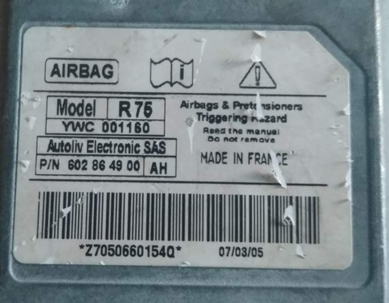 RONER 75 2005-2006 airbag ecu module 602864900 ah YWC001160