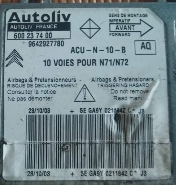 Centralina airbag citroen xsara 9642927780 600237400