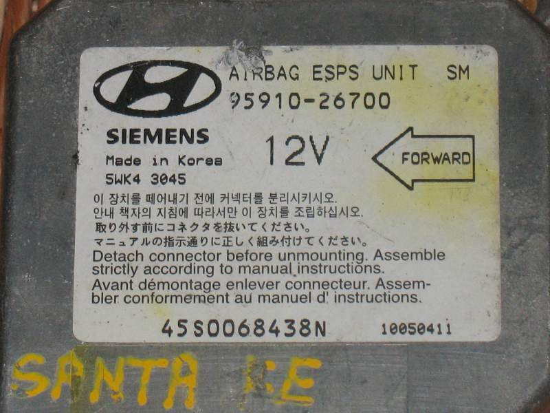 Hyundai Santa Fe SM 4X4 Airbag SG ECU 95910-26700 5WK3045