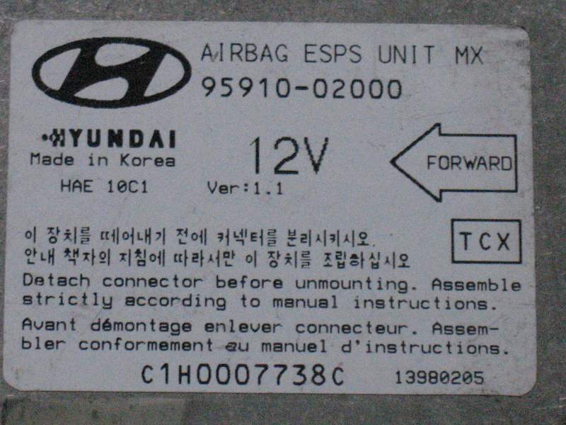 Centralina HYUNDAI ATOS Airbag 95910-02000 - Overland 3000 4wd