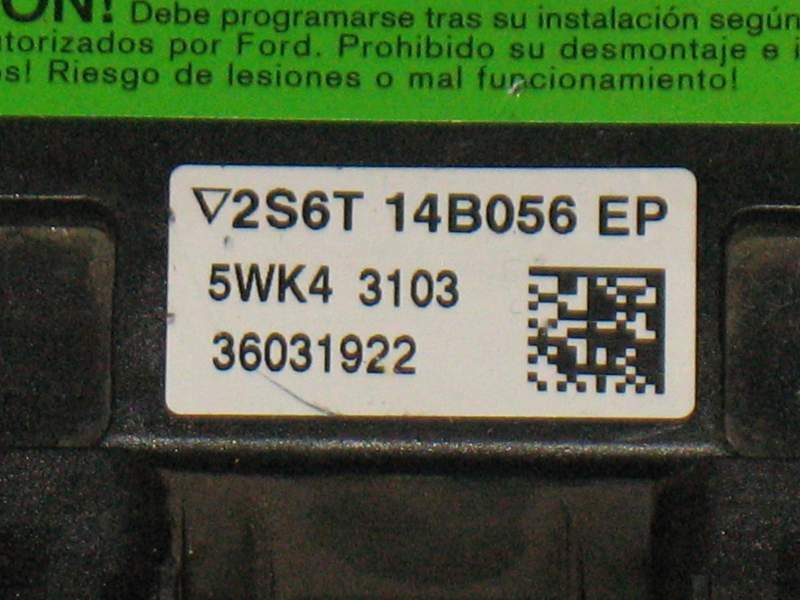 ECU Airbag 2S6T14B056EP Ford Fiesta Mk5 2002-2008 5WK4 3103