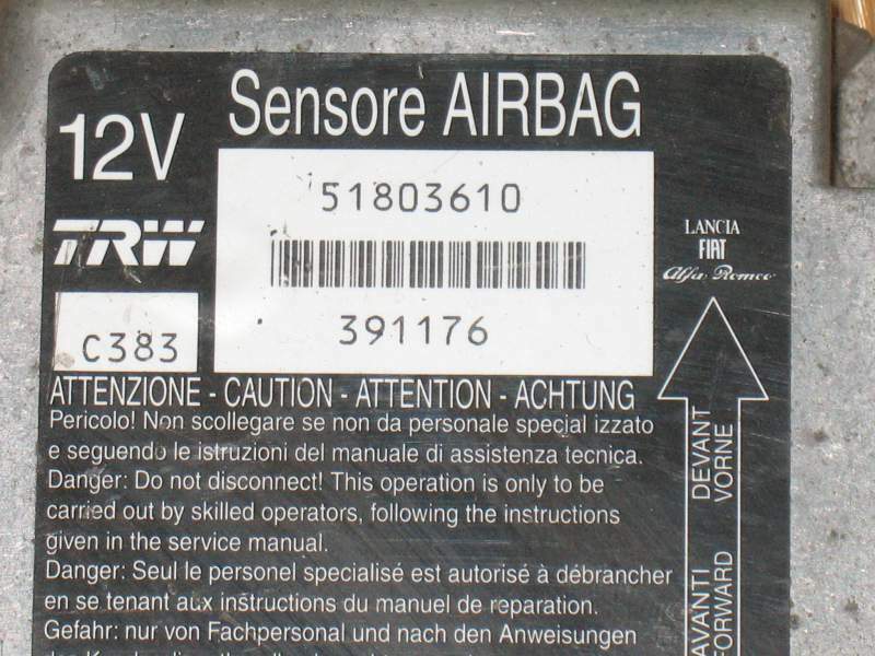 FIAT PANDA 2003>2011 ecu AIRBAG TRW CODICI: 51803610 391176