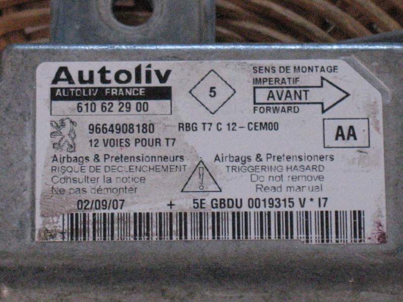 ECU AIRBAG PEUGEOT 308, AUTOLIV 610622900, 9664908180