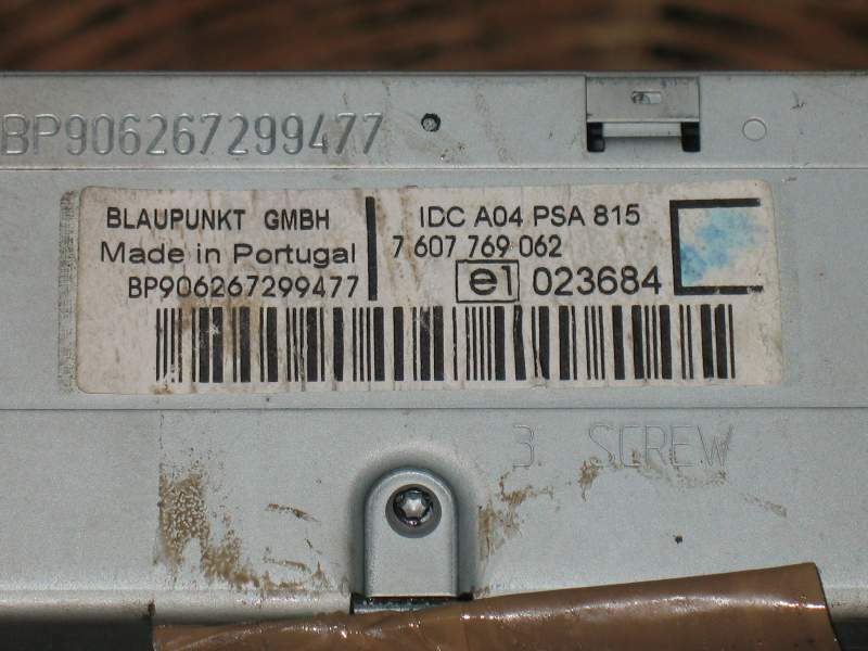 Peugeot 207 307 RD4 Blaupunkt 7607769062 BP906267299477