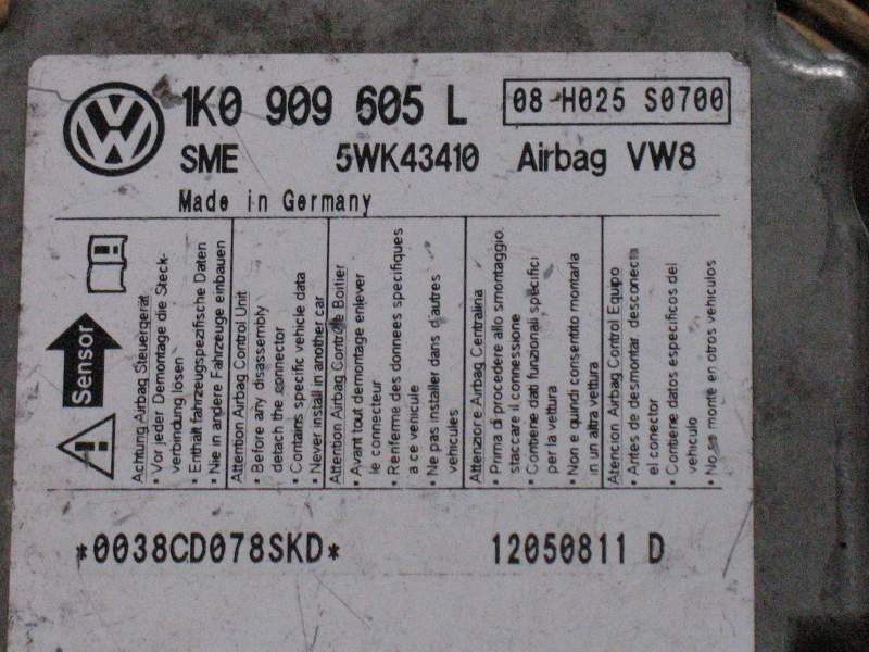 Airbag seat skoda audi vw8 siemens 5wk43410 1k0909605l