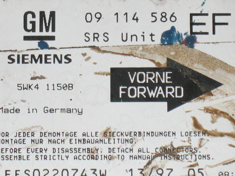 Airbag opel vectra b tigra siemens 09114586 5wk41150b