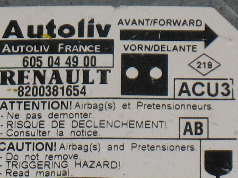 RENAULT KANGOO Airbag ECU 8200381654 605044900 ACU3