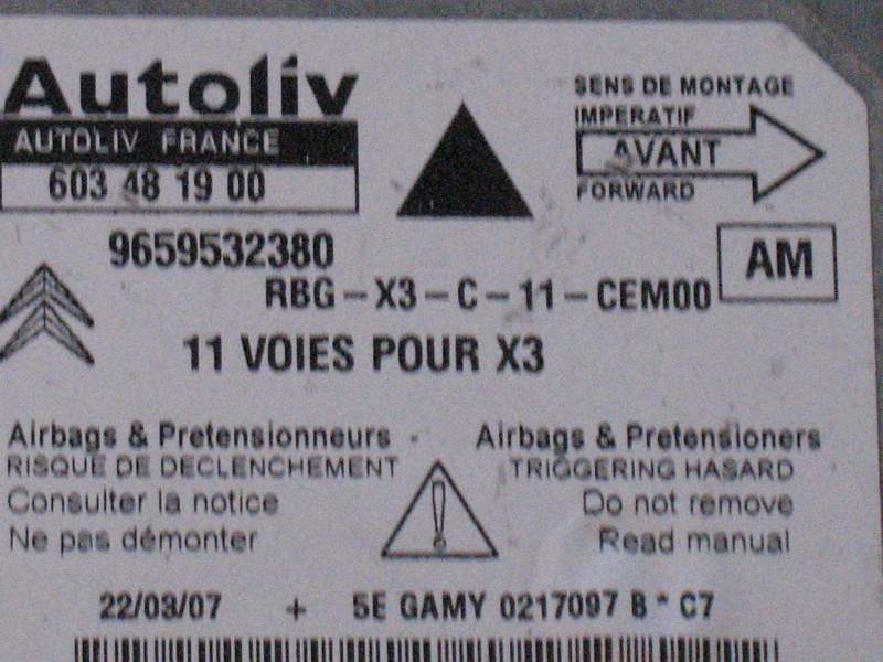 ECU AIRBAG CITROEN C5 AUTOLIV 9659532380 603481900