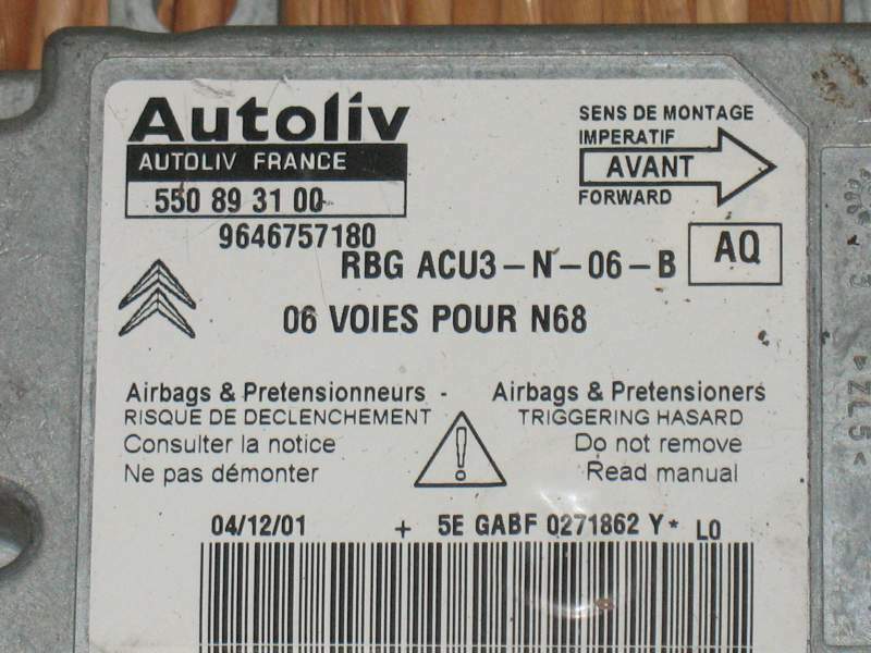 Citroen xsara picasso ecu airbag 550893100 & 9646757180