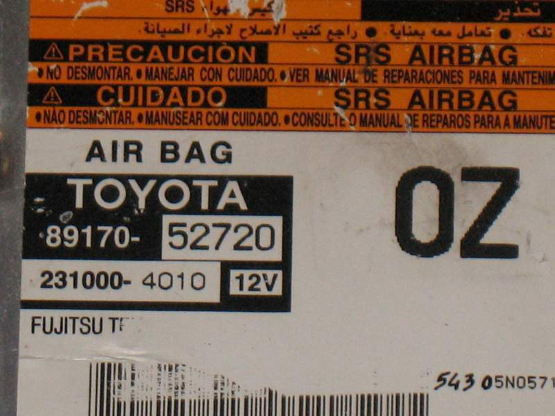 ECU AIRBAG TOYOTA 89170-52720 OZ 231000-4010 12V