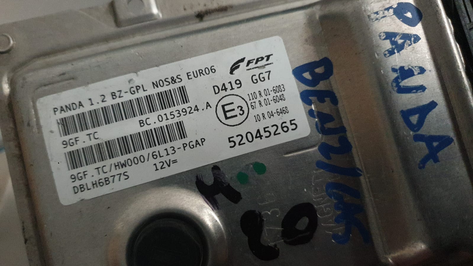 Ecu fiat panda 1.2 BZ-GPL EURO6 FPT 52068604 9GF.TC HW000 9GF
