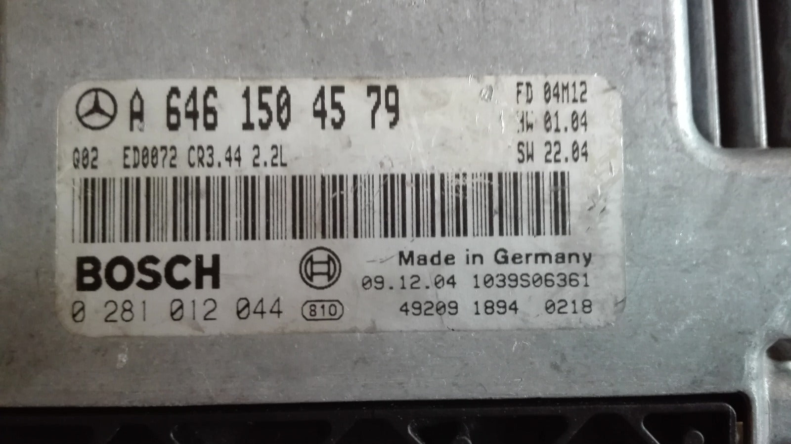 KIT Motore Mercedes Benz Classe C W203 Ecu A6461504579 0281012044