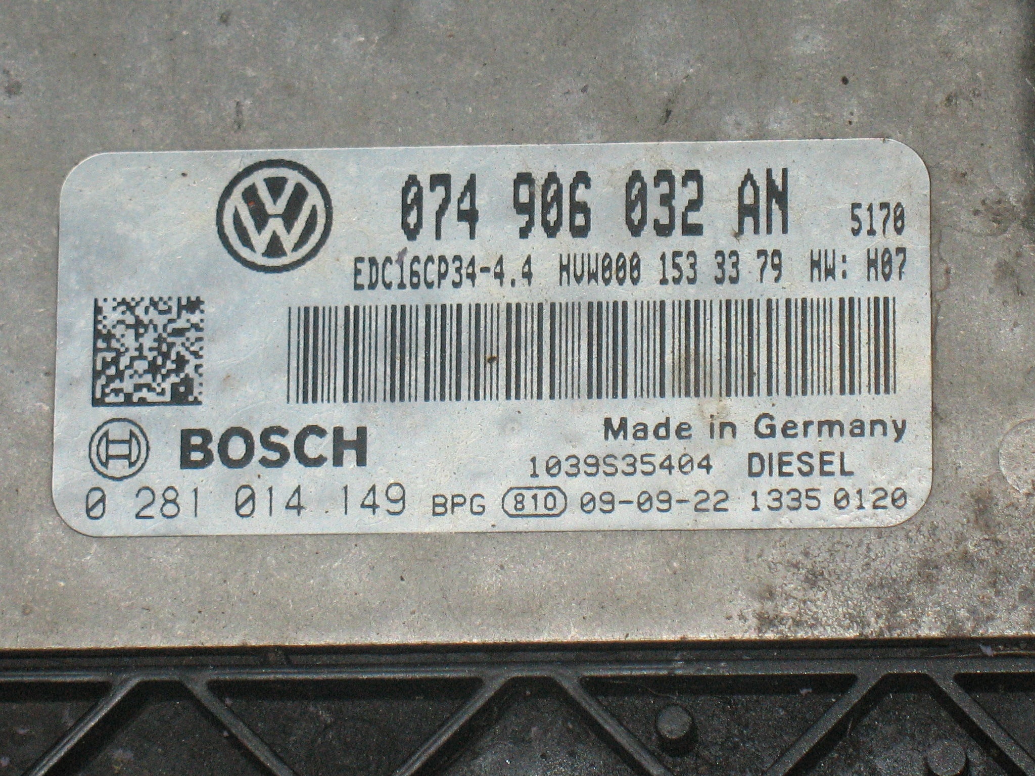 ECU VW CRAFTER 2.5 TDI 074906032AN 0281014149 EDC16CP34
