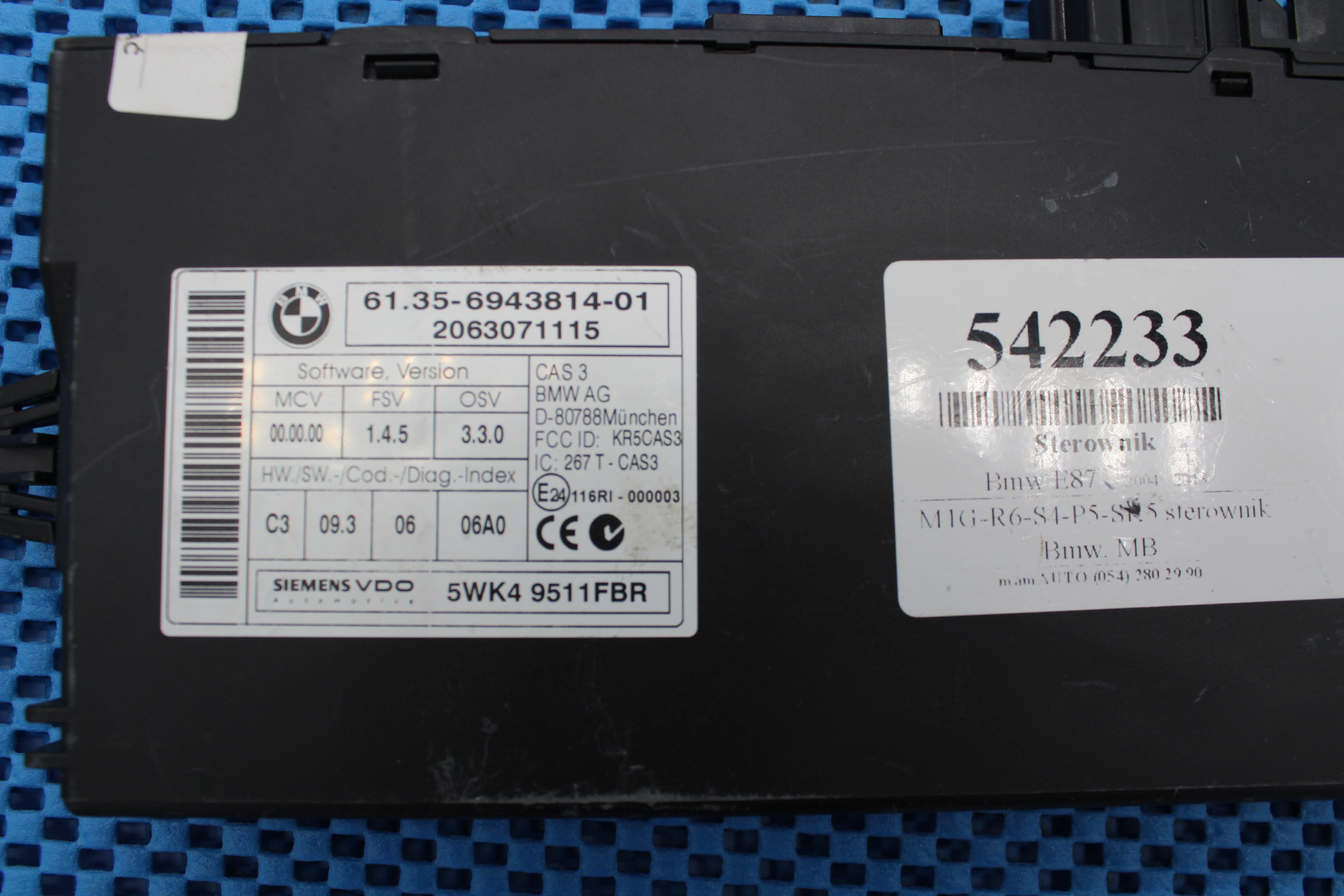 CAS 3 61.35-6943814-01 2062582968 SIEMENS VDO 5WK49511 6943814