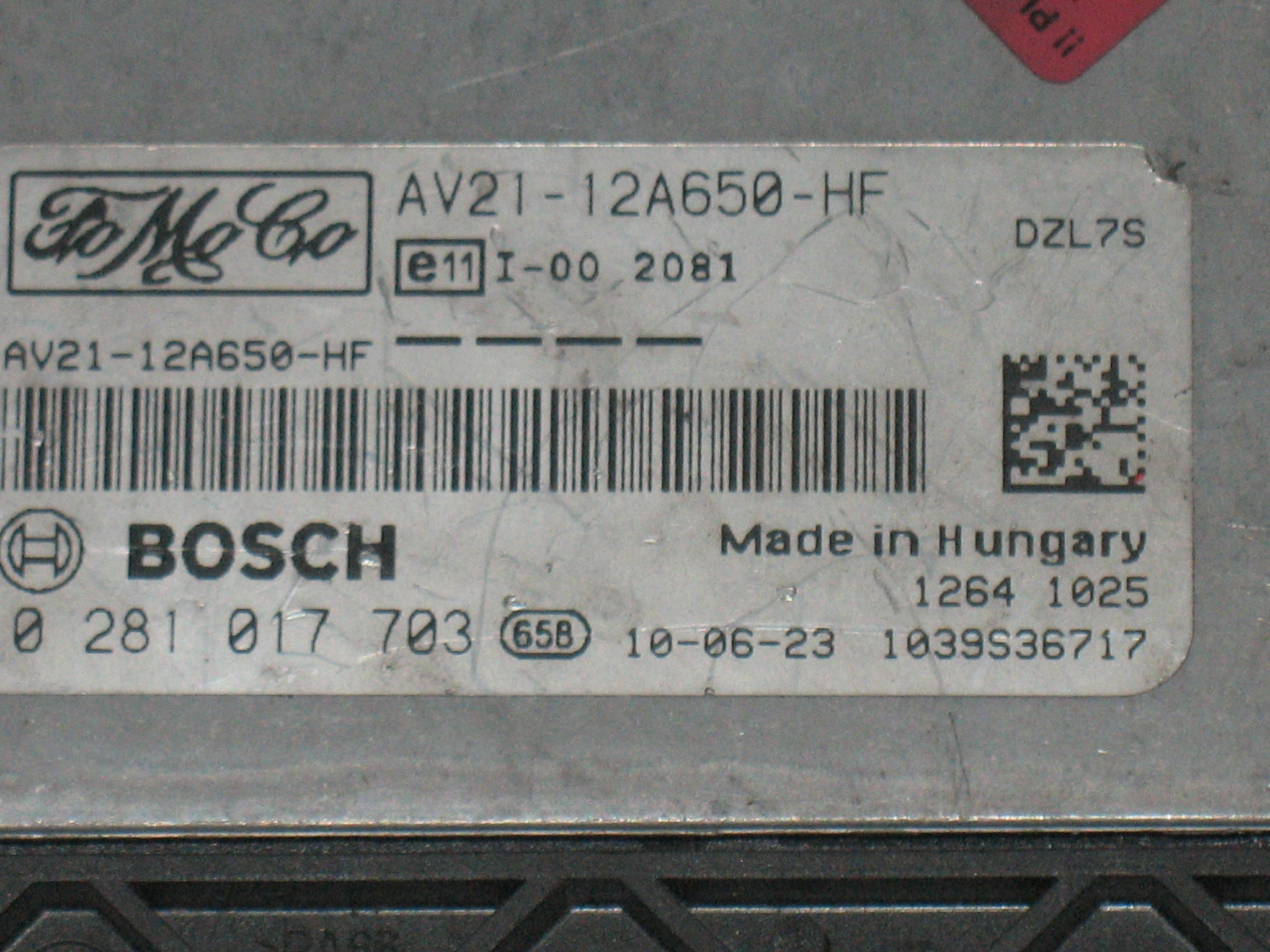 FORD FIESTA MK8 1.6 TDI ECU AV21 12A650-HF 0281017703 EDC 17C10-5.20